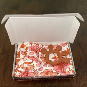 New Pink & Burnt Orange Swaddle Baby Gift Set